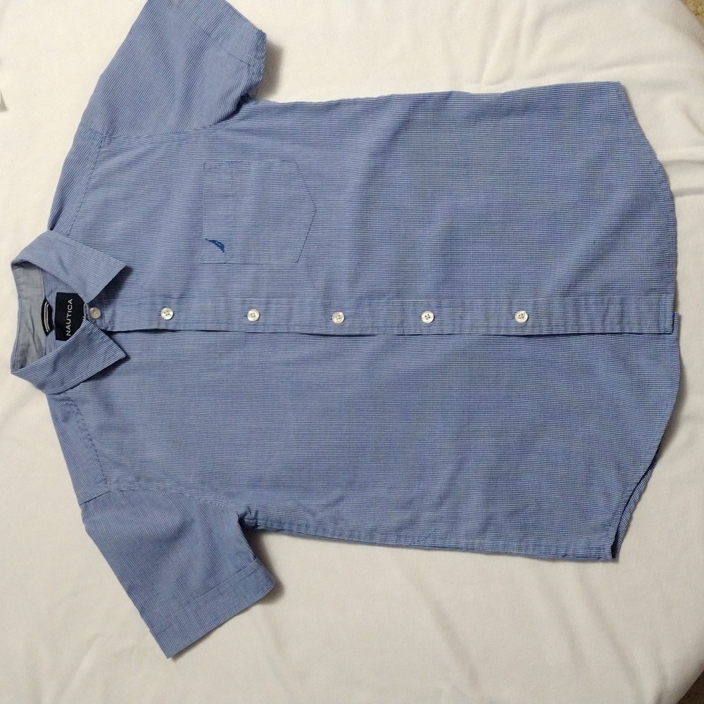 Náutica Boy's Shirt Size M (10-12) Plaid Blue
